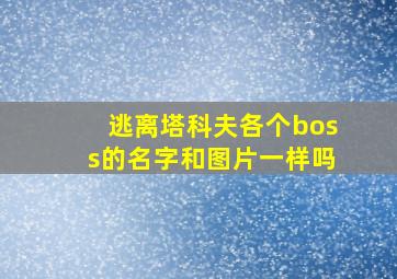 逃离塔科夫各个boss的名字和图片一样吗