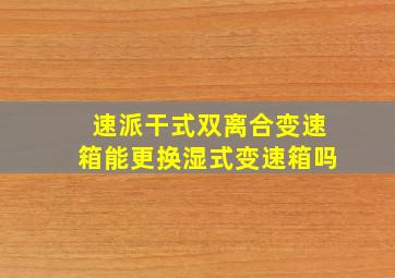 速派干式双离合变速箱能更换湿式变速箱吗