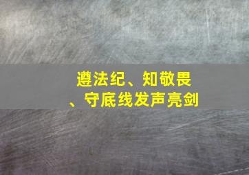 遵法纪、知敬畏、守底线发声亮剑