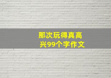 那次玩得真高兴99个字作文