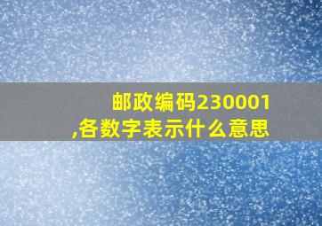 邮政编码230001,各数字表示什么意思