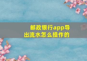 邮政银行app导出流水怎么操作的