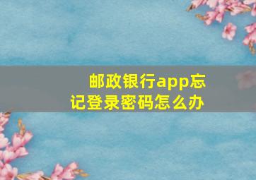 邮政银行app忘记登录密码怎么办