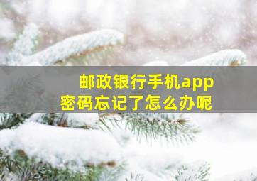 邮政银行手机app密码忘记了怎么办呢