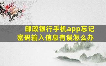 邮政银行手机app忘记密码输入信息有误怎么办