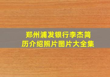 郑州浦发银行李杰简历介绍照片图片大全集