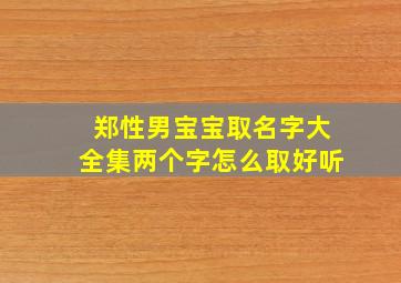 郑性男宝宝取名字大全集两个字怎么取好听