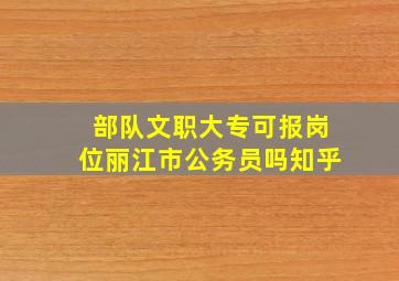 部队文职大专可报岗位丽江市公务员吗知乎