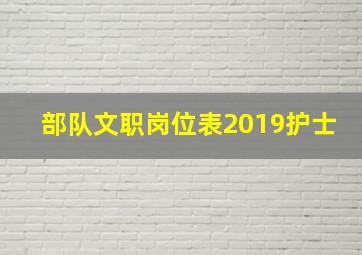 部队文职岗位表2019护士