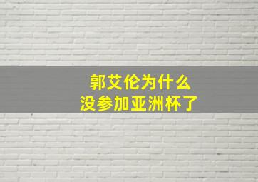 郭艾伦为什么没参加亚洲杯了