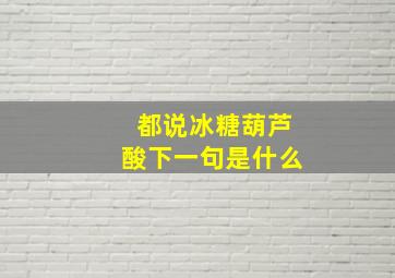 都说冰糖葫芦酸下一句是什么