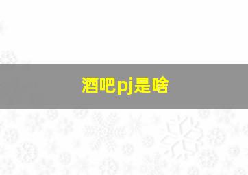 酒吧pj是啥