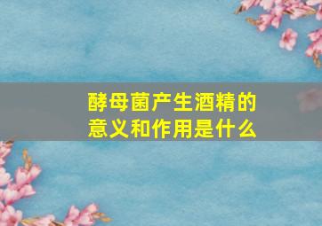 酵母菌产生酒精的意义和作用是什么