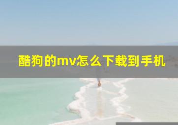 酷狗的mv怎么下载到手机