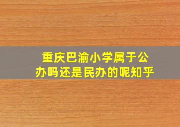 重庆巴渝小学属于公办吗还是民办的呢知乎