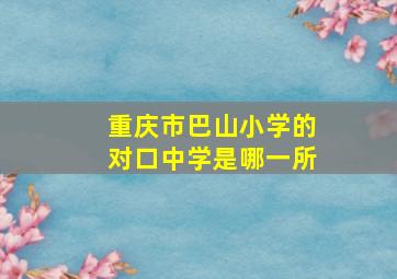 重庆市巴山小学的对口中学是哪一所