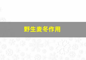 野生麦冬作用