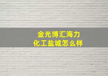 金光博汇海力化工盐城怎么样