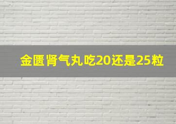 金匮肾气丸吃20还是25粒