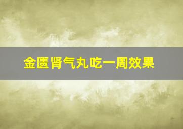 金匮肾气丸吃一周效果