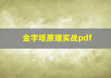 金字塔原理实战pdf