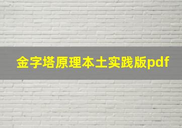 金字塔原理本土实践版pdf