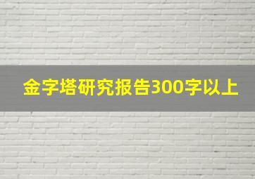 金字塔研究报告300字以上