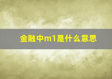 金融中m1是什么意思