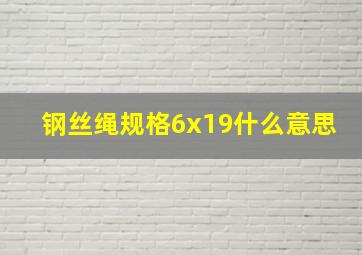 钢丝绳规格6x19什么意思