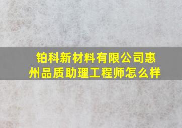 铂科新材料有限公司惠州品质助理工程师怎么样