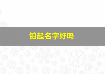 铂起名字好吗