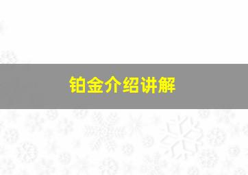 铂金介绍讲解