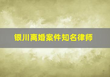 银川离婚案件知名律师