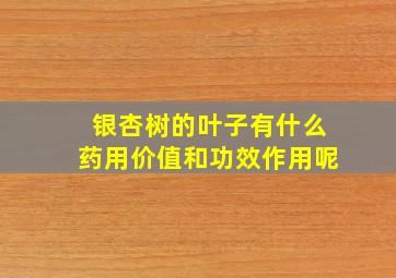 银杏树的叶子有什么药用价值和功效作用呢