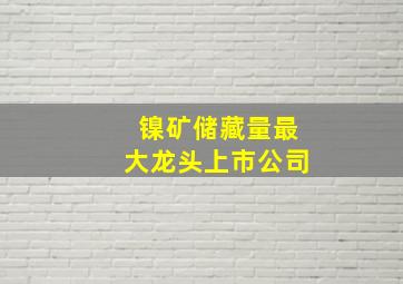 镍矿储藏量最大龙头上市公司