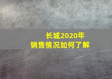 长城2020年销售情况如何了解