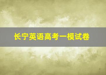 长宁英语高考一模试卷