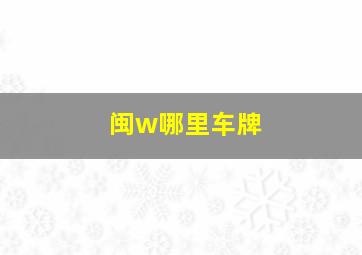 闽w哪里车牌