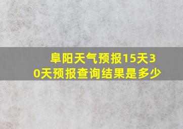 阜阳天气预报15天30天预报查询结果是多少