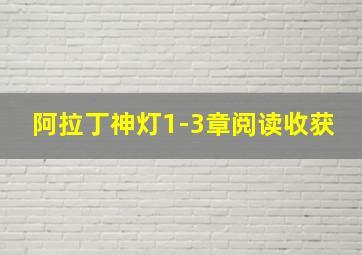 阿拉丁神灯1-3章阅读收获