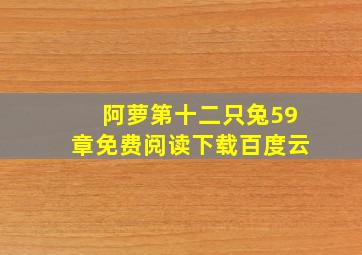 阿萝第十二只兔59章免费阅读下载百度云