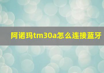 阿诺玛tm30a怎么连接蓝牙