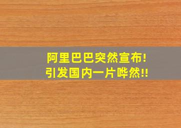 阿里巴巴突然宣布!引发国内一片哗然!!