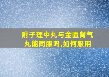 附子理中丸与金匮肾气丸能同服吗,如何服用