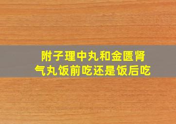 附子理中丸和金匮肾气丸饭前吃还是饭后吃