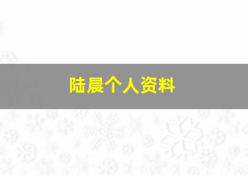 陆晨个人资料