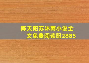 陈天阳苏沐雨小说全文免费阅读阳2885