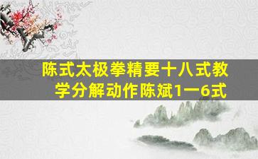 陈式太极拳精要十八式教学分解动作陈斌1一6式