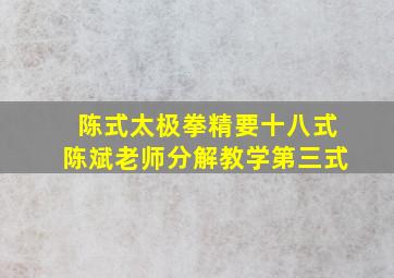 陈式太极拳精要十八式陈斌老师分解教学第三式