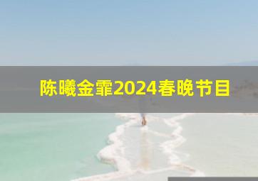 陈曦金霏2024春晚节目